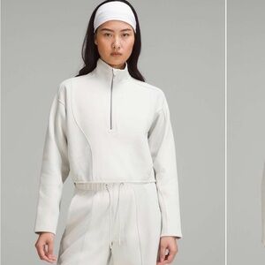 Lululemon Mixed Fabric Cropped Half-Zip Pullover in Bone color size S